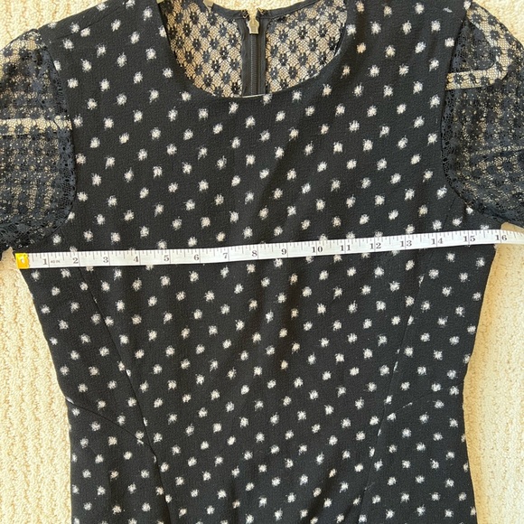 REBECCA TAYLOR Black Polka Dot Lace Sleeve Mini Dress with Flutter Hem 0… - Picture 14 of 16